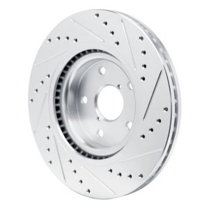 Subaru WRX Brake Rotor (1) - Front Left - R1 Concepts - Drilled & Slotted - Silver - `20-`25